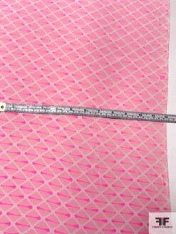 Geometric Field Printed Silk Crepe De Chine - Highlighter Pink / Off-White 11 Geometric Field Printed Silk Crepe De Chine - Highlighter Pink / Off-White -Fabrics And Fabrics Store 9823 4