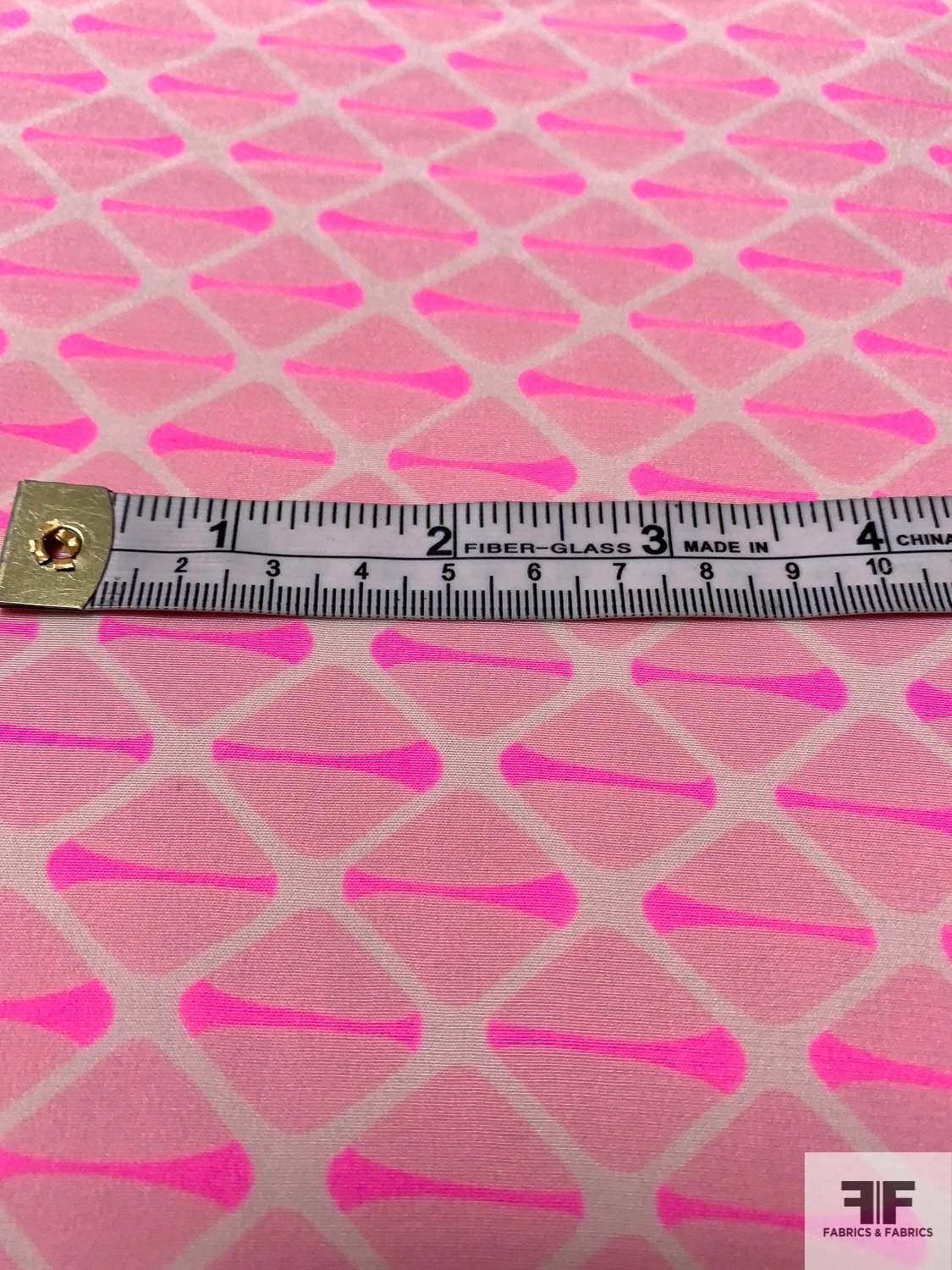 Geometric Field Printed Silk Crepe De Chine - Highlighter Pink / Off-White 7 Geometric Field Printed Silk Crepe De Chine - Highlighter Pink / Off-White - Image 5