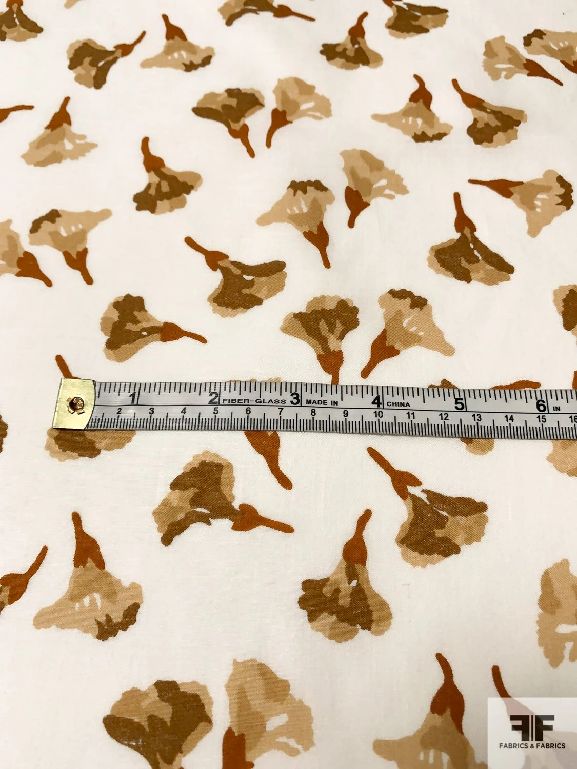 Airy Painterly Floral Printed Cotton Lawn - Caramel Brown / Tan / Off-White 8 Airy Painterly Floral Printed Cotton Lawn - Caramel Brown / Tan / Off-White - Image 6