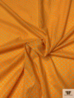 Italian Quatrefoil Printed Cotton Batiste - Orange / Mint