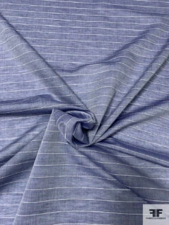 Horizontal Striped Cotton Voile-Shirting With Slight Knubs - Denim Blue / White -Fabrics And Fabrics Store 9894 2 5d54ebad 342f 40ac a591 d95365b4c5ea