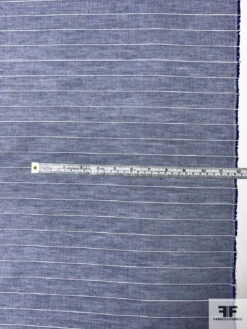 Horizontal Striped Cotton Voile-Shirting With Slight Knubs - Denim Blue / White -Fabrics And Fabrics Store 9894 4 64c98e59 6172 4a08 9c58 f6719cfe76a0