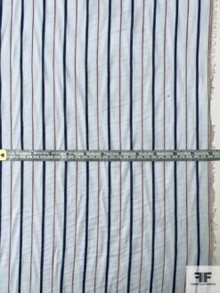 Vertical Striped Lightweight And Sheer Cotton Shirting - Sky Blue / Blue / Red -Fabrics And Fabrics Store 9911 4