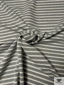 Novelty Cotton Shirting With Horizontal Braid Stripes - Slate Grey / Ivory 10 Novelty Cotton Shirting With Horizontal Braid Stripes - Slate Grey / Ivory -Fabrics And Fabrics Store 9917 2