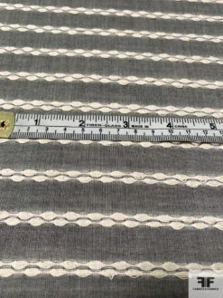 Novelty Cotton Shirting With Horizontal Braid Stripes - Slate Grey / Ivory 12 Novelty Cotton Shirting With Horizontal Braid Stripes - Slate Grey / Ivory -Fabrics And Fabrics Store 9917 5