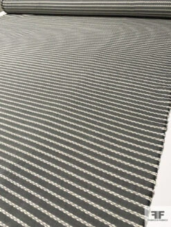 Novelty Cotton Shirting With Horizontal Braid Stripes - Slate Grey / Ivory 13 Novelty Cotton Shirting With Horizontal Braid Stripes - Slate Grey / Ivory -Fabrics And Fabrics Store 9917 6