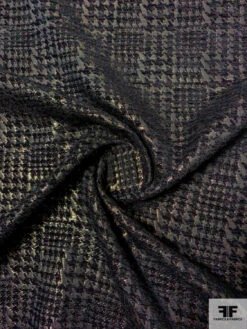 Glen Plaid Metallic Brocade - Black / Gold