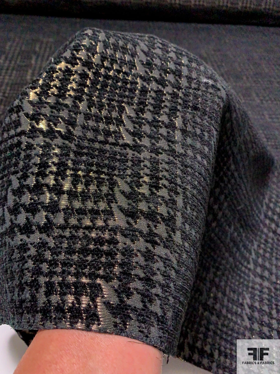 Glen Plaid Metallic Brocade - Black / Gold 9 Glen Plaid Metallic Brocade - Black / Gold - Image 7