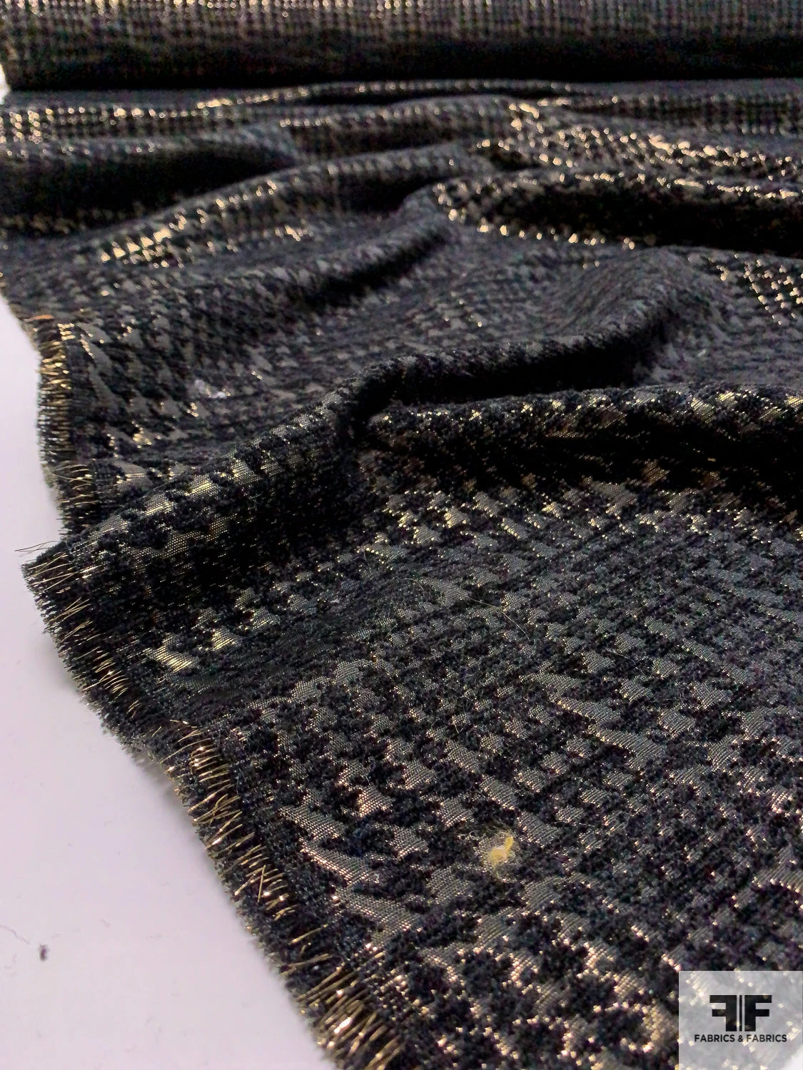 Glen Plaid Metallic Brocade - Black / Gold 4 Glen Plaid Metallic Brocade - Black / Gold - Image 2
