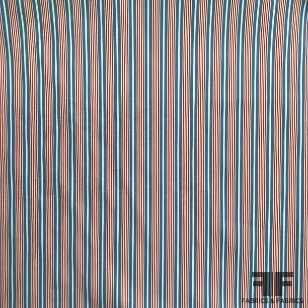 Striped Cotton Shirting - Red/White/Blue 3 Striped Cotton Shirting - Red/White/Blue