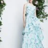 Pamella Roland Floral Fil Coupé Organza With Lurex - White / Green / Light Blue -Fabrics And Fabrics Store IMG 9116