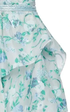 Pamella Roland Floral Fil Coupé Organza With Lurex - White / Green / Light Blue 21 Pamella Roland Floral Fil Coupé Organza With Lurex - White / Green / Light Blue -Fabrics And Fabrics Store IMG 9220