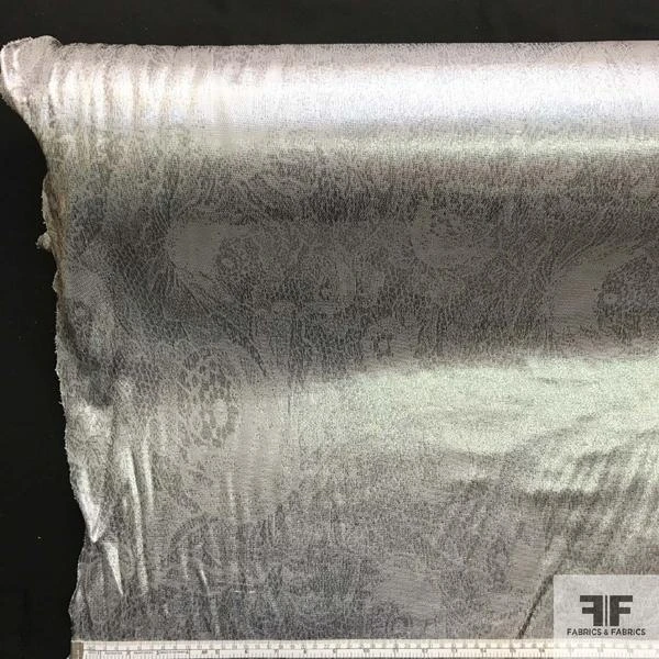 Metallic Floral Lace-Look Novelty Rayon Knit - Silver/Grey 4 Metallic Floral Lace-Look Novelty Rayon Knit - Silver/Grey - Image 2