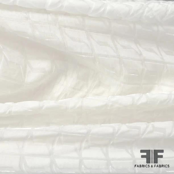 Geometric Art Deco Burnout Velvet - Light Ivory 3 Geometric Art Deco Burnout Velvet - Light Ivory