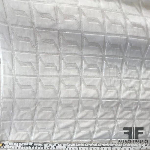 Geometric Art Deco Burnout Velvet - Light Ivory 4 Geometric Art Deco Burnout Velvet - Light Ivory - Image 2