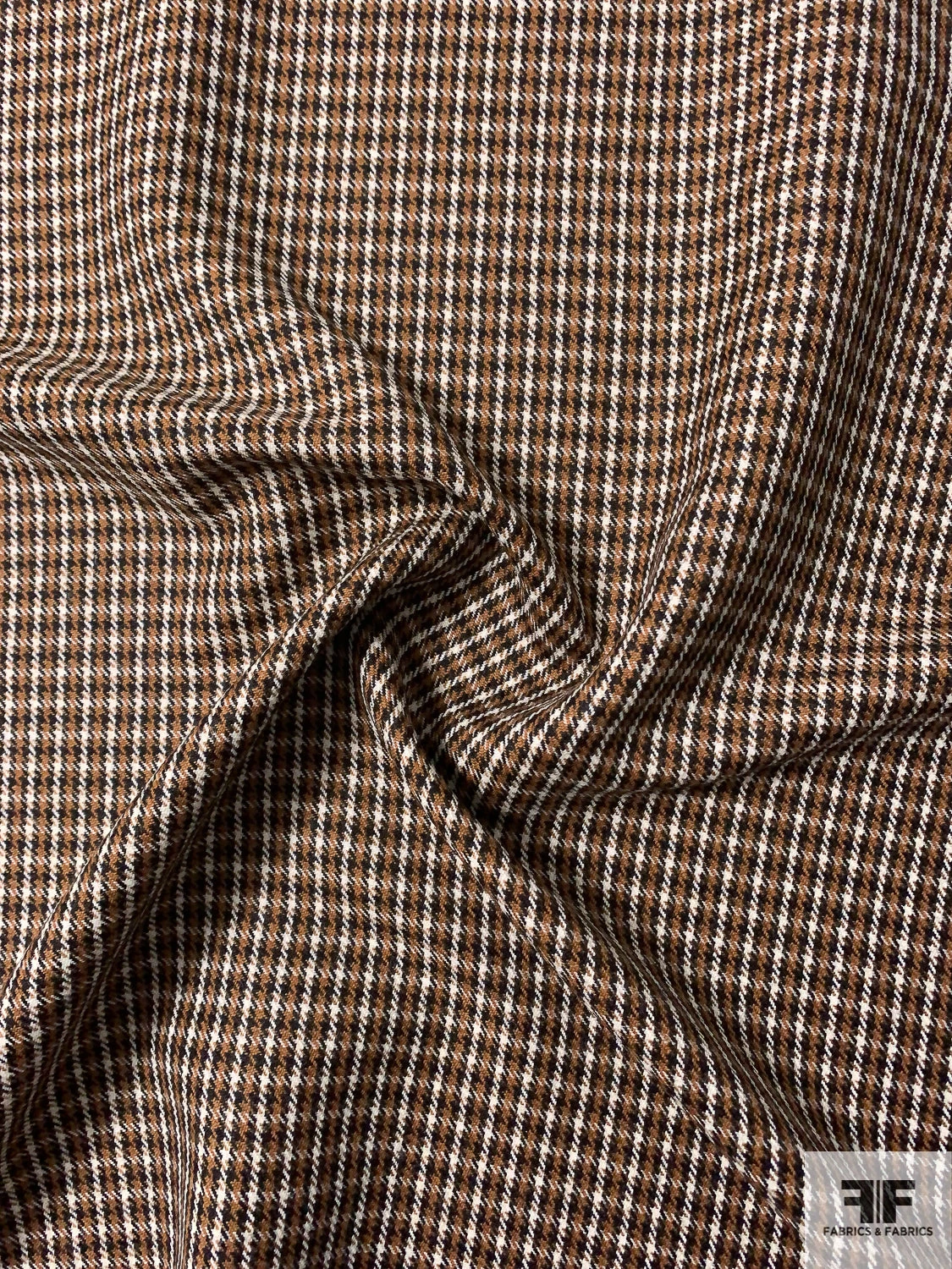 Classic Houndstooth Plaid Wool Tweed - Brown/Black/White 5 Classic Houndstooth Plaid Wool Tweed - Brown/Black/White - Image 3