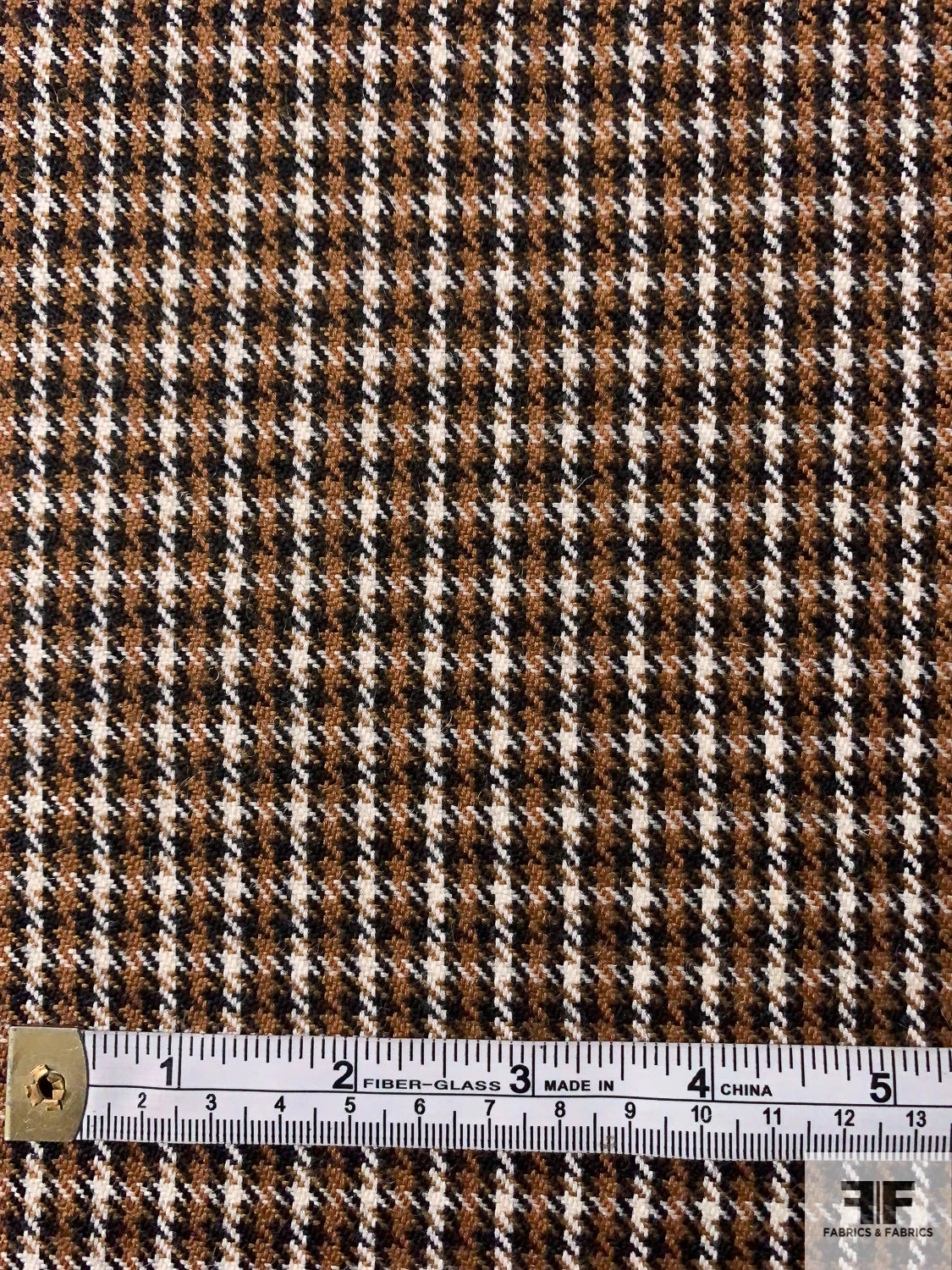 Classic Houndstooth Plaid Wool Tweed - Brown/Black/White 7 Classic Houndstooth Plaid Wool Tweed - Brown/Black/White - Image 5