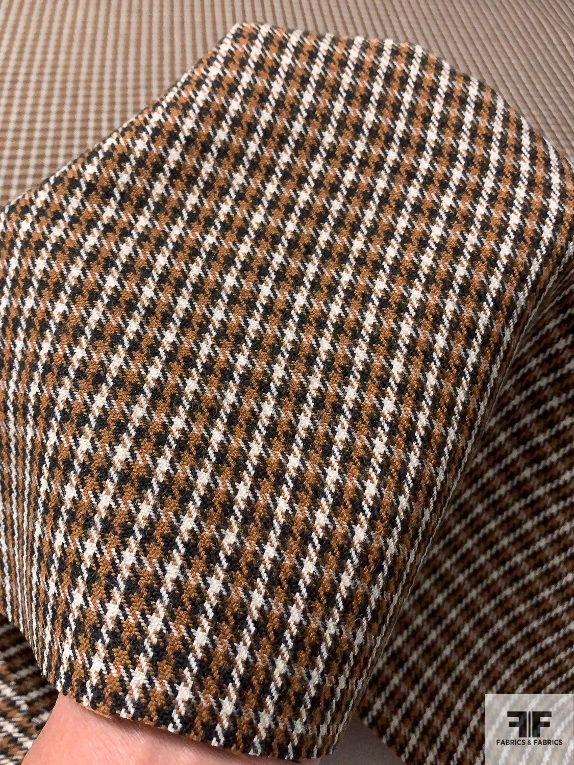 Classic Houndstooth Plaid Wool Tweed - Brown/Black/White 8 Classic Houndstooth Plaid Wool Tweed - Brown/Black/White - Image 6