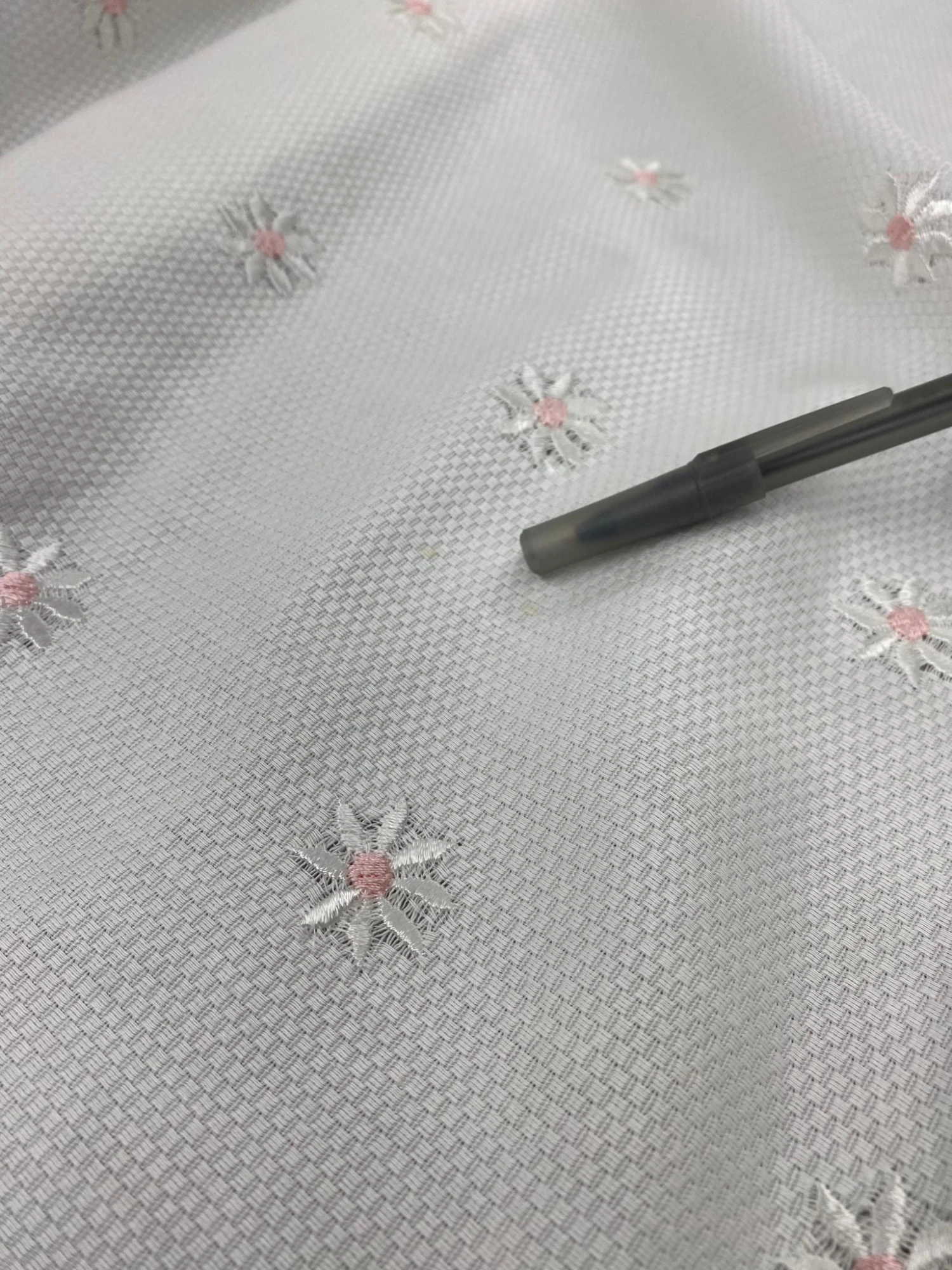 Floral Embroidered Cotton Pique - White/Pink 10 Floral Embroidered Cotton Pique - White/Pink - Image 8