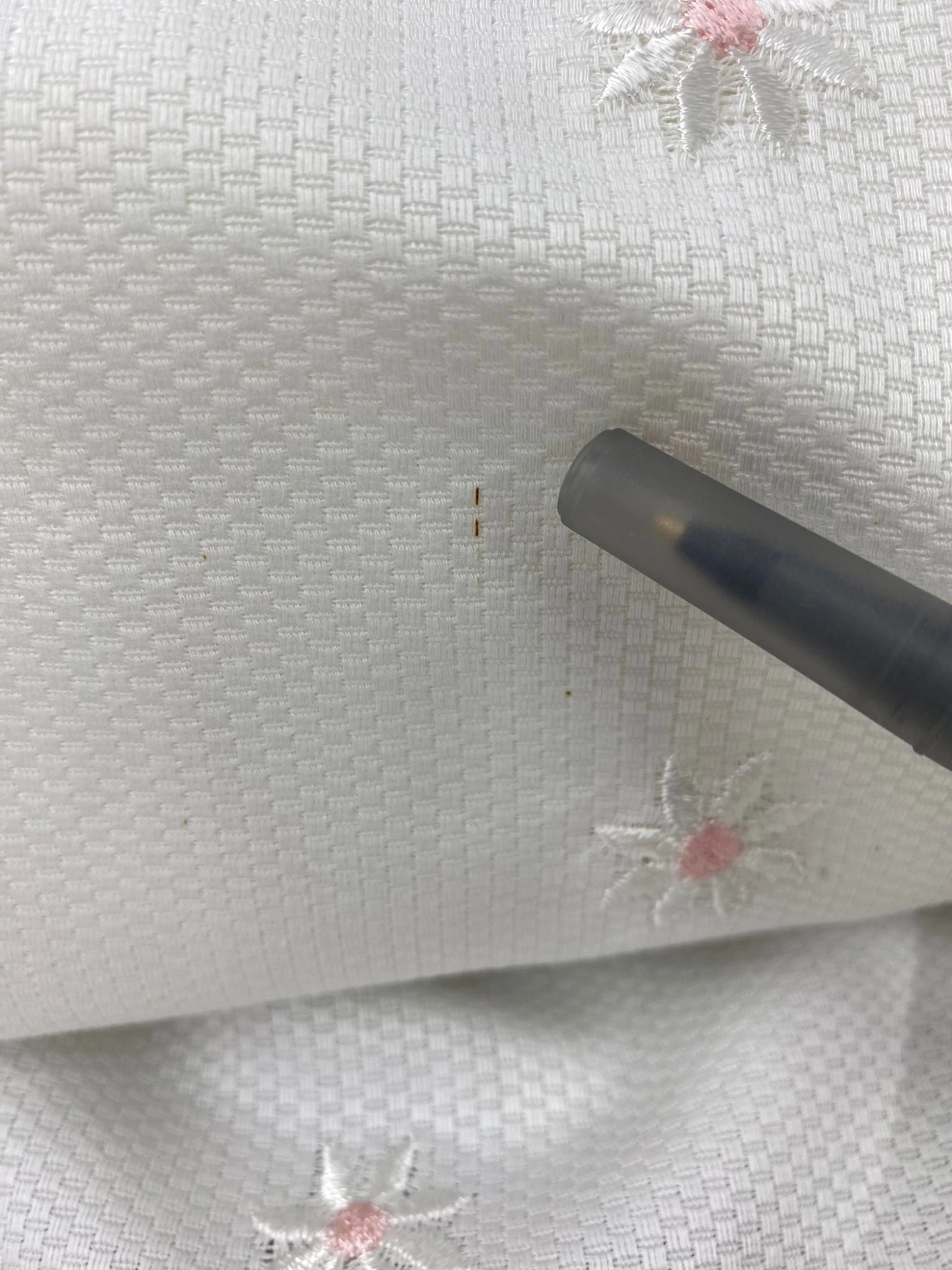 Floral Embroidered Cotton Pique - White/Pink 8 Floral Embroidered Cotton Pique - White/Pink - Image 6