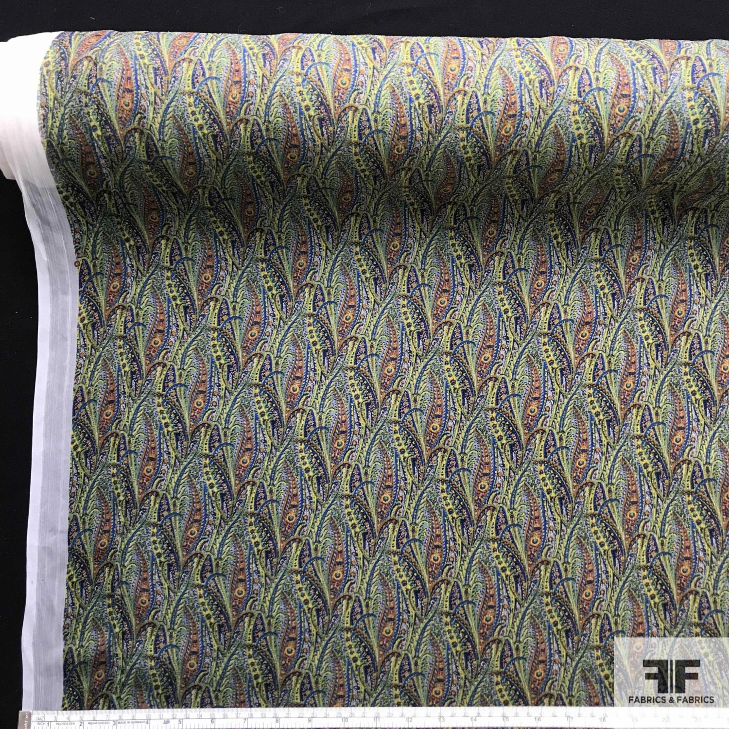 Peacock-Inspired Printed Crinkled Silk Chiffon - Multicolor 4 Peacock-Inspired Printed Crinkled Silk Chiffon - Multicolor - Image 2