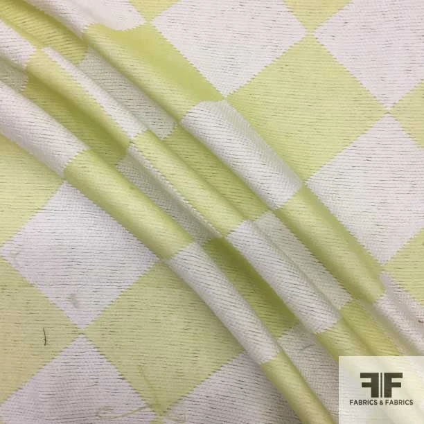 Checkerboard Brocade - White/Citrus 4 Checkerboard Brocade - White/Citrus - Image 2