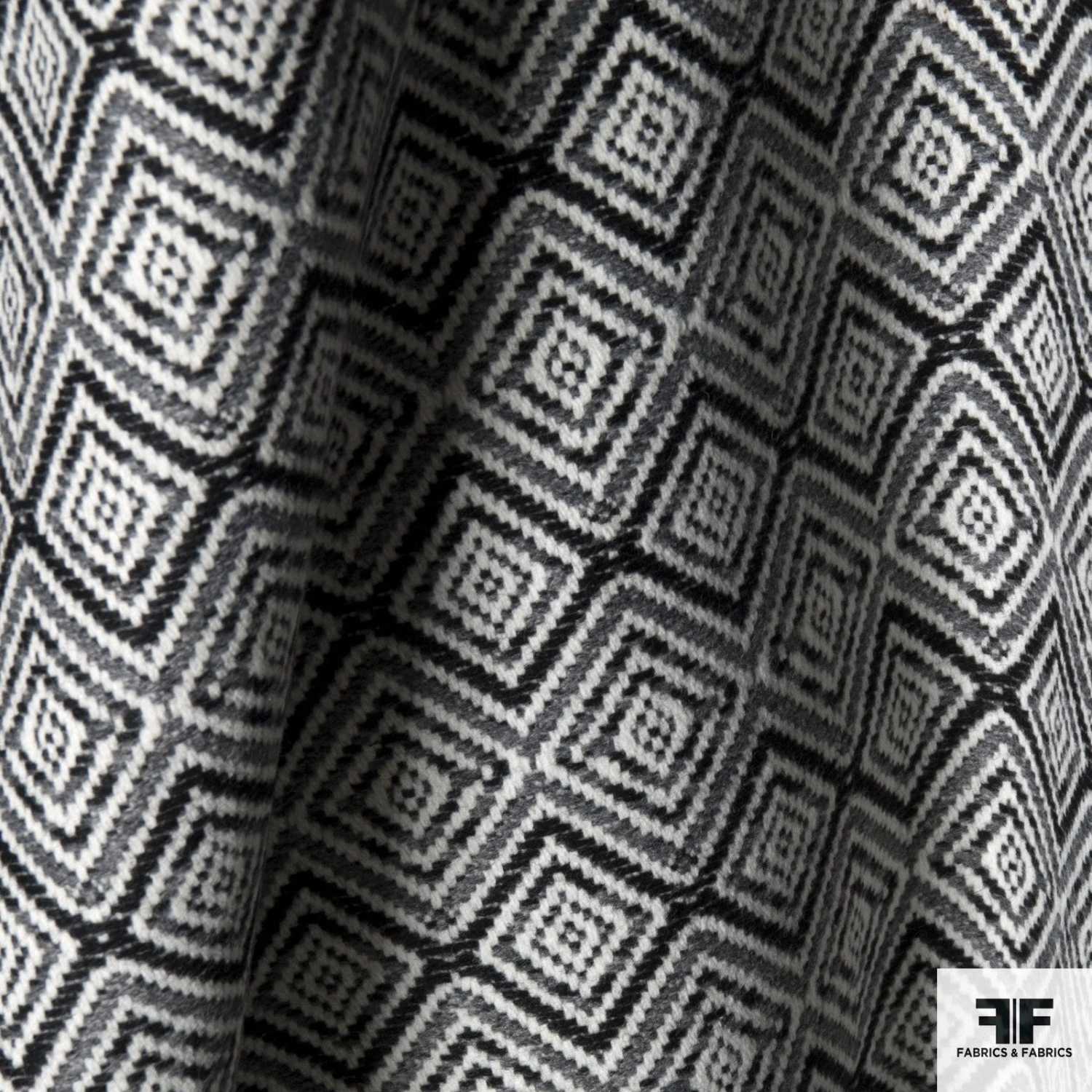 Geometric Wool Coating - Ivory/Black/Grey 4 Geometric Wool Coating - Ivory/Black/Grey - Image 2