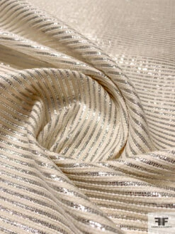Metallic Stripe Brocade - Cream/Silver