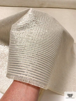 Metallic Stripe Brocade - Cream/Silver -Fabrics And Fabrics Store bmb1060 6