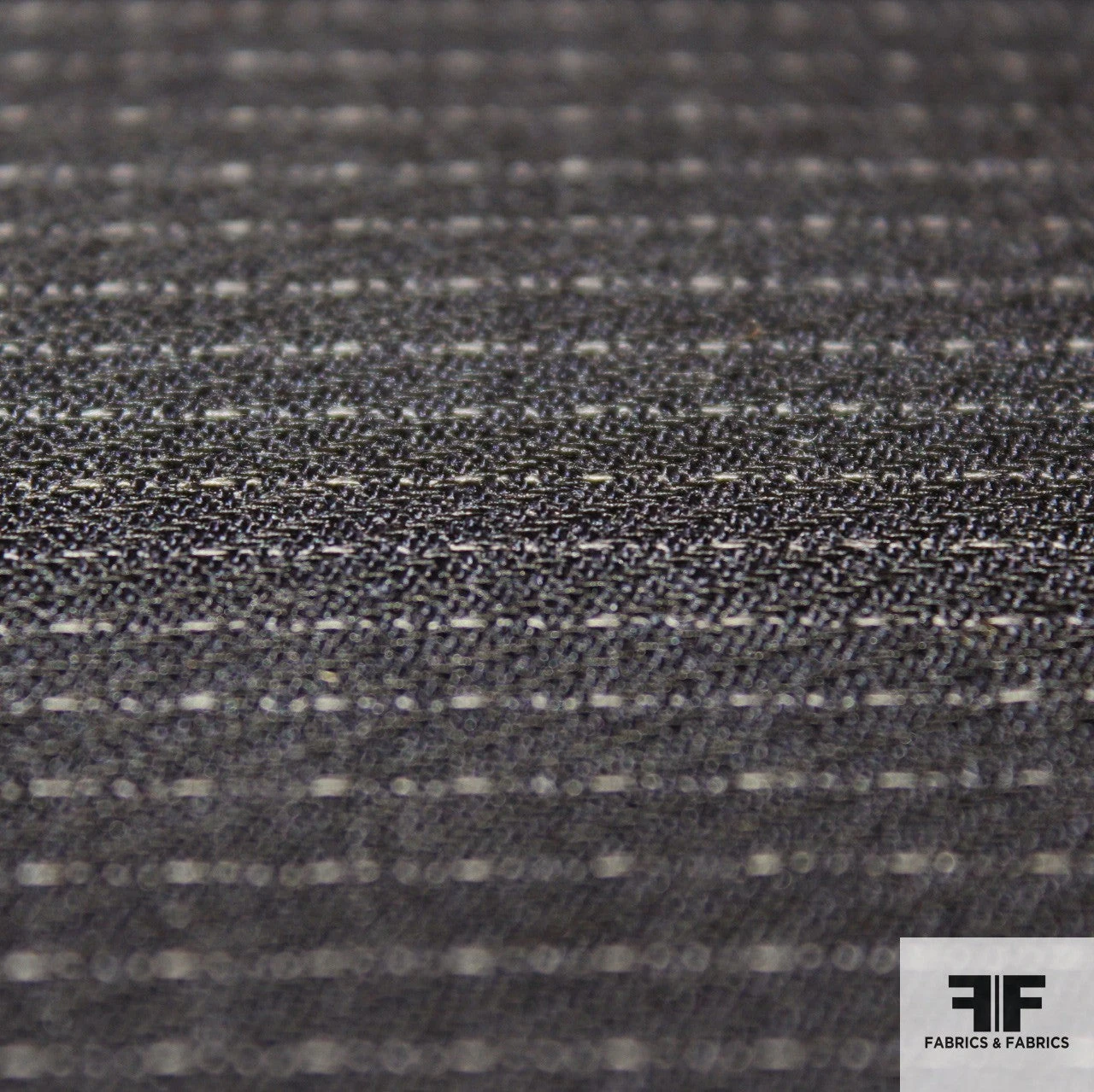Pin Stripe Wool Suiting - Black 5 Pin Stripe Wool Suiting - Black - Image 3