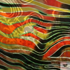 Zebra Burnout Chiffon - Red/Black/Green