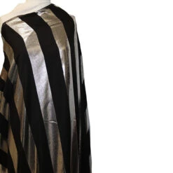 Striped Metallic Lamé - Silver/Black -Fabrics And Fabrics Store e60932ba659a7580d8accd2705befa04