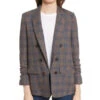 Veronica Beard Italian Plaid Wool And Linen Suiting - Brown/Blue 2 Veronica Beard Italian Plaid Wool And Linen Suiting - Brown/Blue -Fabrics And Fabrics Store jacket