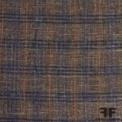 Veronica Beard Italian Plaid Wool And Linen Suiting - Brown/Blue -Fabrics And Fabrics Store ws6358xx